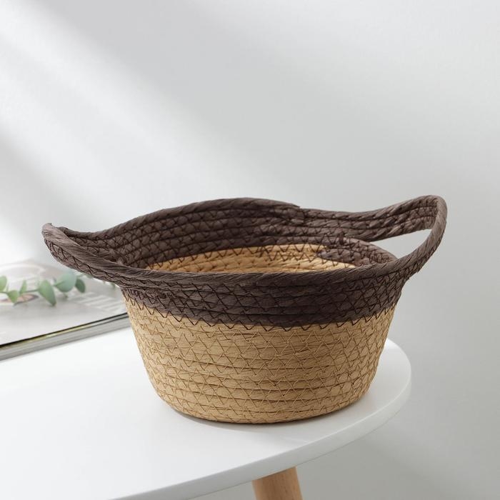 Корзина для хранения плетёная ручной работы Доляна &laquo;Гарден&raquo;, с ручками, 20&times;16&times;12 см, цвет коричневый