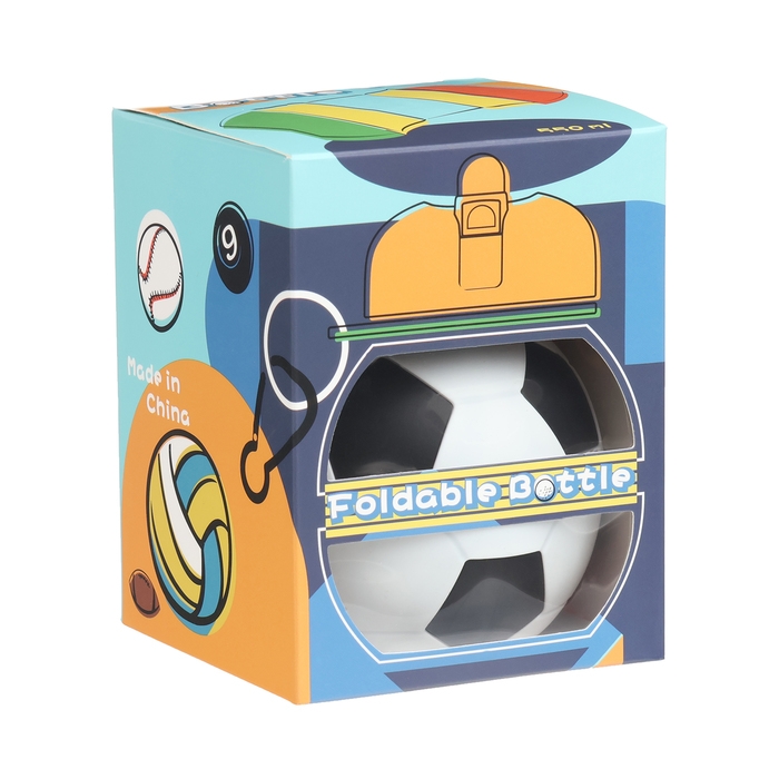 Бутылка для воды, 550 мл,  Бутылка для воды, 550 мл, "Футбольный мяч", складная, 18 х 8.7 см