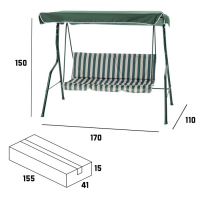 Качели садовые "Уют" зеленые, 170 х 150 х 110 см, максимальная нагрузка 210 кг