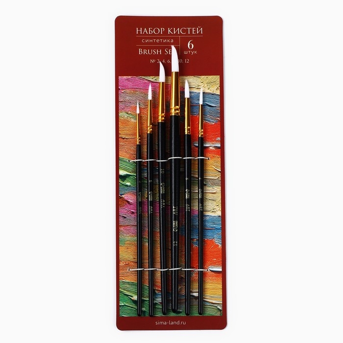 Кисть для рисования набор, синтетика круглые 6 штук «Текстура» № 2,4,6,8,10,12 Кисть для рисования набор, синтетика круглые 6 штук «Текстура» № 2,4,6,8,10,12