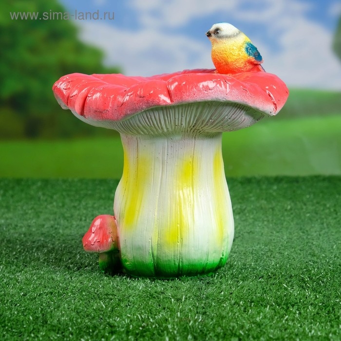 Садовая фигура  Садовая фигура "Гриб с синичкой" 19х20х21см