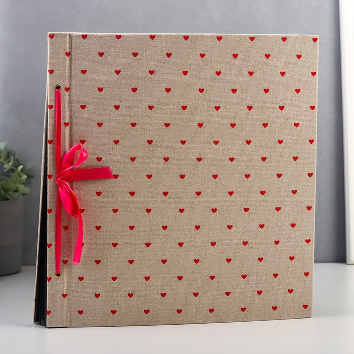 Фотоальбом на 800 фото 10х15 см Фотоальбом на 800 фото 10х15 см "Мелкие сердечки" текстиль, чёрные листы 5х33х36 см