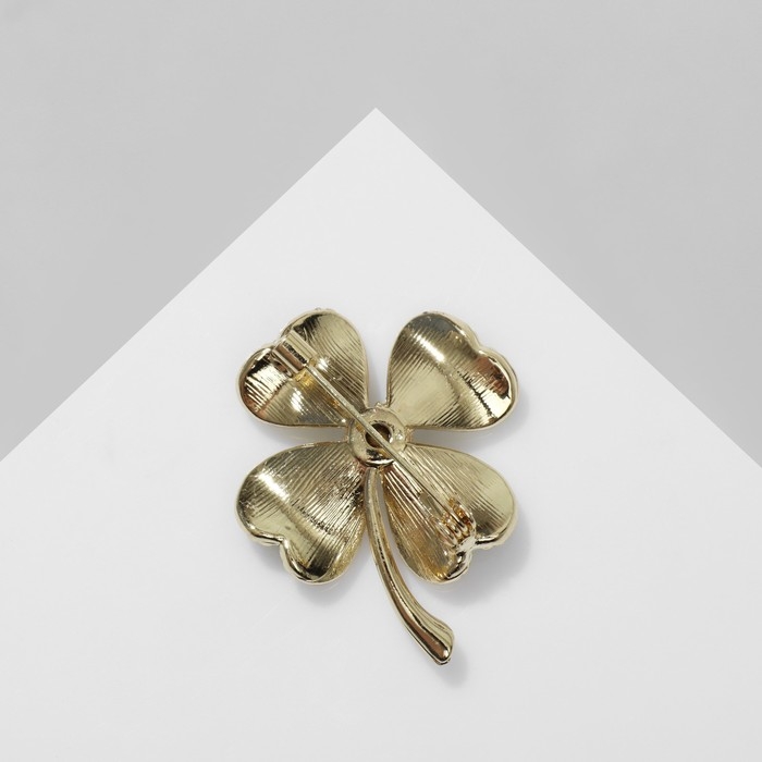 Брошь «Клевер» друза, цвет светло-зелёный в золоте Брошь «Клевер» друза, цвет светло-зелёный в золоте