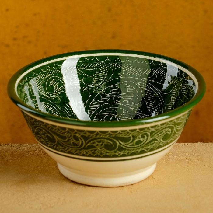 Коса Риштанская Керамика  Коса Риштанская Керамика "Узоры", 18 см, большая, зелёная