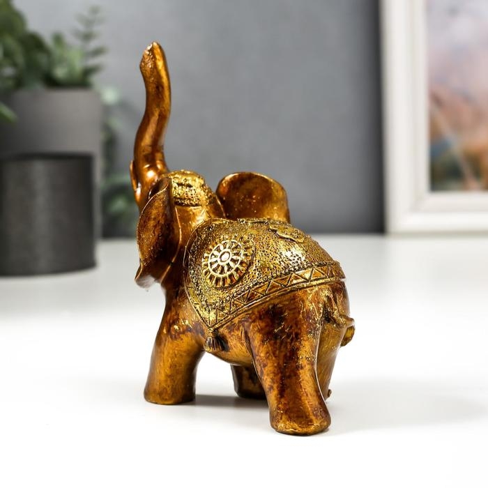 Сувенир полистоун Сувенир полистоун "Слон в золотой попоне с узорами" лак 13х11х6,8 см