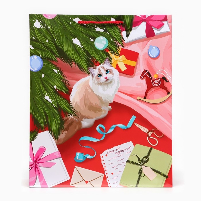 Новый год. Пакет подарочный Новый год. Пакет подарочный "Кошечка", 26 х 32 х 12 см.