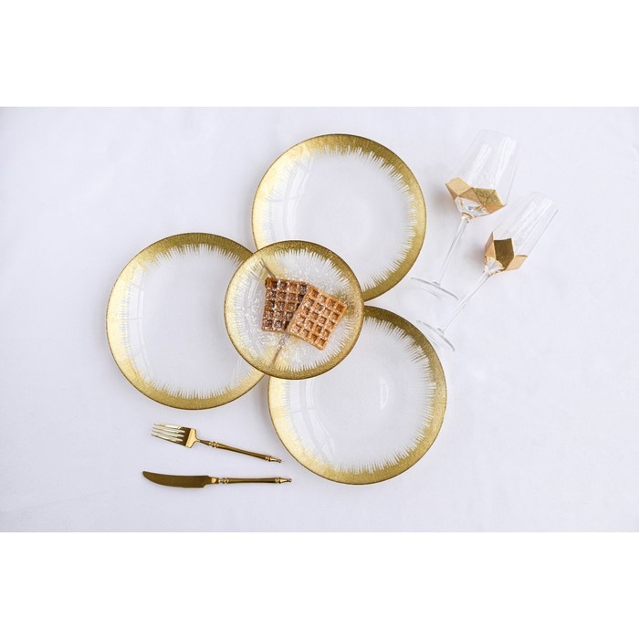 Тарелка стеклянная &laquo;Бурлеск&raquo;, d=21 см, цвет золотой