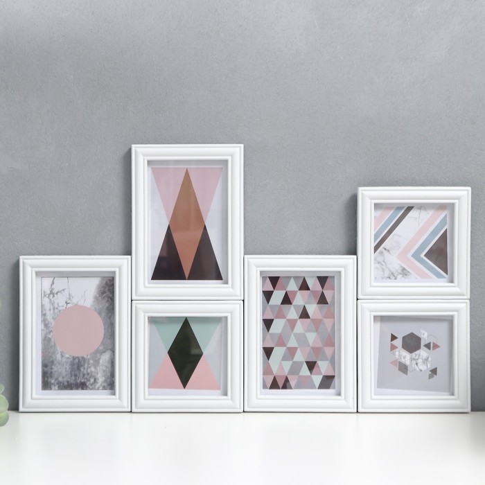 Фоторамка на 6 фото 10х10, 10х15 см  Фоторамка на 6 фото 10х10, 10х15 см "Коллаж" белая набор 6 шт 25х33,5х8 см