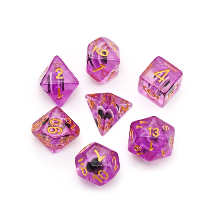 Набор кубиков  Набор кубиков "Время игры" для D&D (Dungeons and Dragons, ДнД), серия: D&D, "Аметист", 7 шт