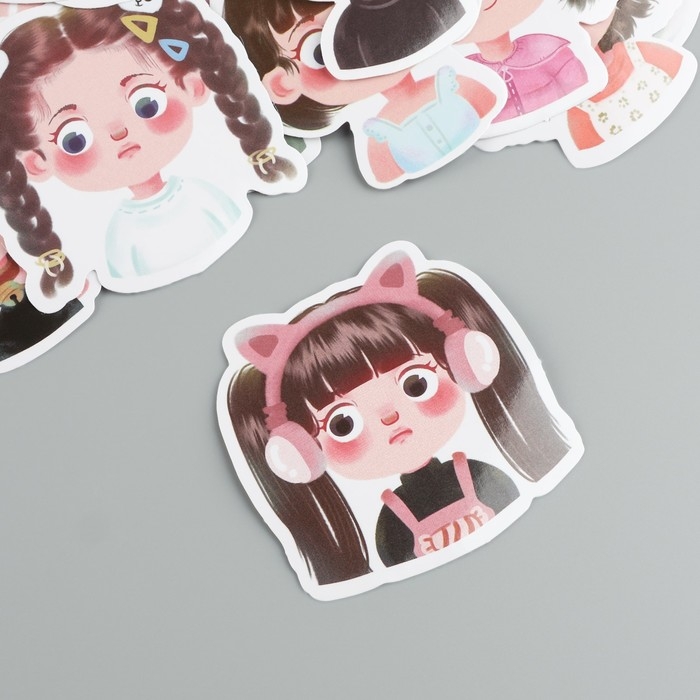 Наклейки пластик Наклейки пластик "Девочки-модницы" набор 60 шт 10х12 см