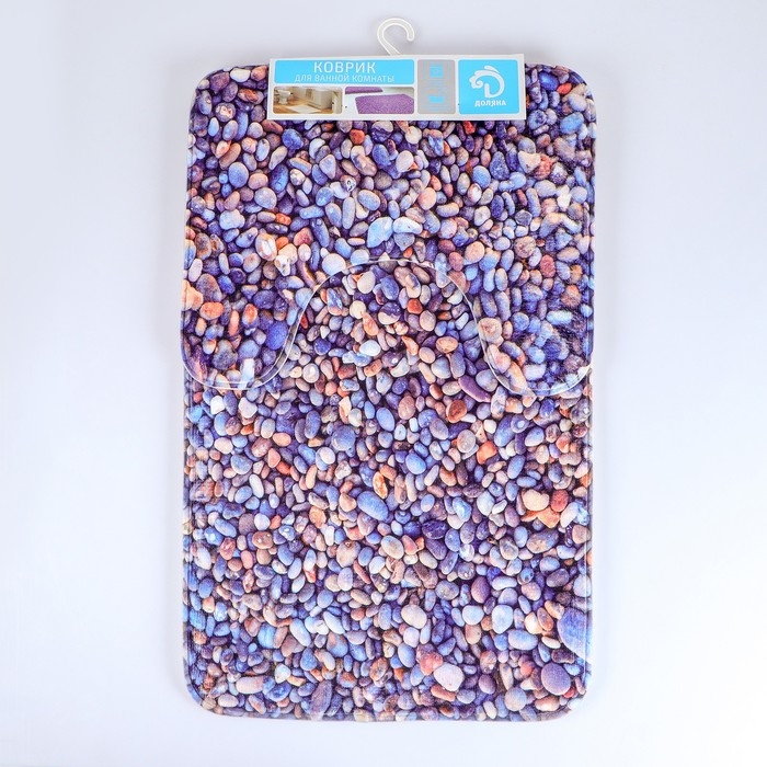 Набор ковриков для ванной и туалета Доляна «Галька», 2 шт: 40×50, 50×80 см