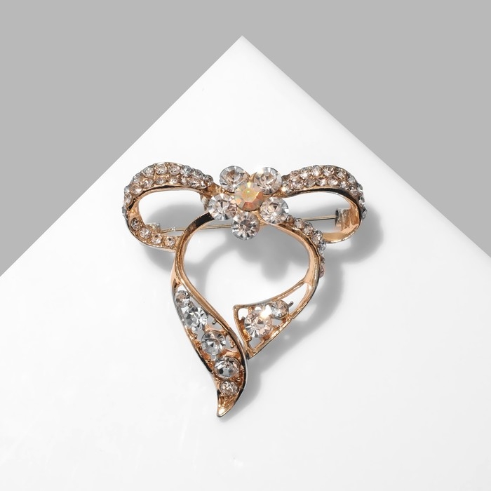 Брошь «Бантик» неженка, цвет белый в золоте Брошь «Бантик» неженка, цвет белый в золоте