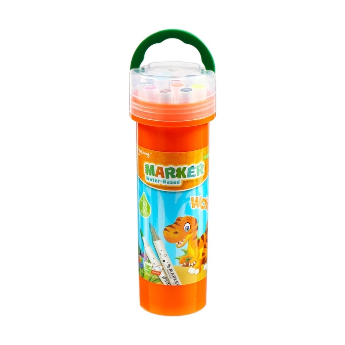 Набор маркеров 12 цветов двусторонние, кистеобр/пулевидн наконечники в пластиковом тубусе Набор маркеров 12 цветов двусторонние, кистеобр/пулевидн наконечники в пластиковом тубусе