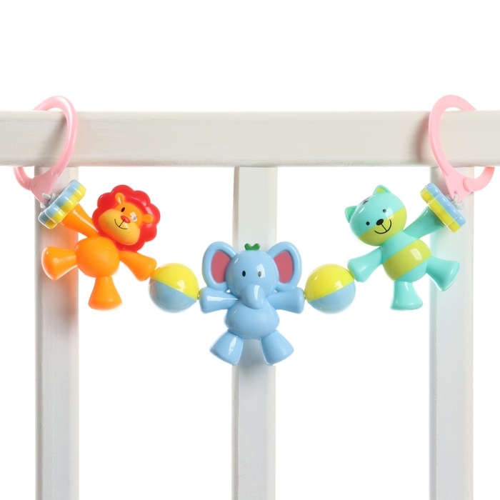 Растяжка на коляску/кроватку «Друзья», 3 игрушки с погремушками, цвет МИКС, Крошка Я Растяжка на коляску/кроватку «Друзья», 3 игрушки с погремушками, цвет МИКС, Крошка Я