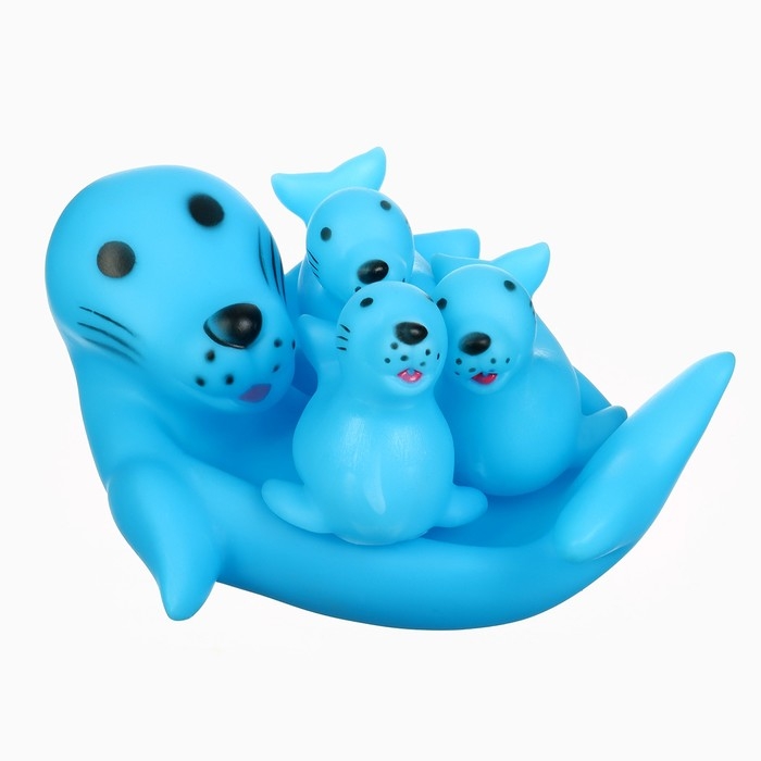 Набор резиновых игрушек для ванны «Мыльница: Тюлень», 13,5 см, с пищалкой, 4 шт., Крошка Я Набор резиновых игрушек для ванны «Мыльница: Тюлень», 13,5 см, с пищалкой, 4 шт., Крошка Я