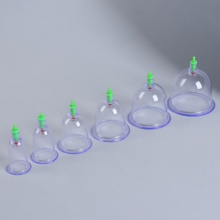 Набор вакуумных банок для массажа, с насосом, 6 шт, d 6,8/5,9/5,2/4,4/3,4/3 см Набор вакуумных банок для массажа, с насосом, 6 шт, d 6,8/5,9/5,2/4,4/3,4/3 см