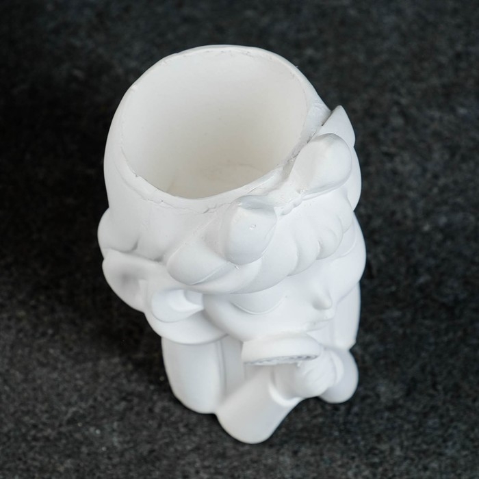 Кашпо - органайзер  Кашпо - органайзер "Девочка с леденцом" белая, 8х13х7см