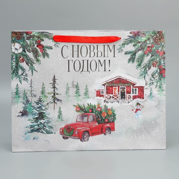 Пакет подарочный новогодний крафтовый горизонтальный «Новогодняя история», L 40 х 31 х 11.5 см, Новый год Пакет подарочный новогодний крафтовый горизонтальный «Новогодняя история», L 40 х 31 х 11.5 см, Новый год