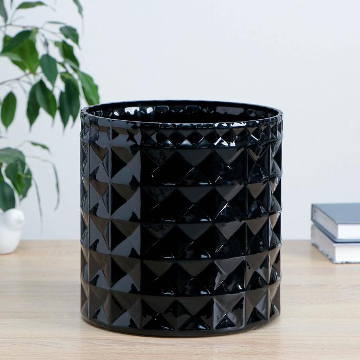 Ваза Ваза "Пять вечеров" чёрный глянцевый h-20.5см d-19.5см толщина стекла 5мм (2622)