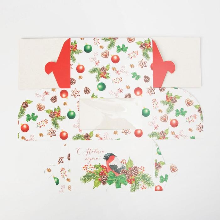 Коробка для капкейков «Снежный подарок» 10 х 16 х 10см, Новый год Коробка для капкейков «Снежный подарок» 10 х 16 х 10см, Новый год