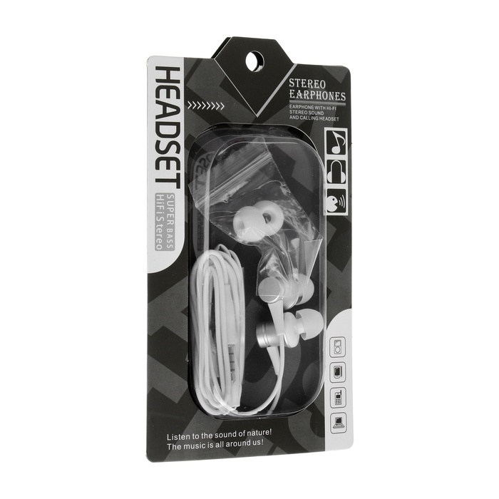 Наушники CB-53, проводные, вакуумные, микрофон, 1 м, Jack 3.5 мм, белые Наушники CB-53, проводные, вакуумные, микрофон, 1 м, Jack 3.5 мм, белые