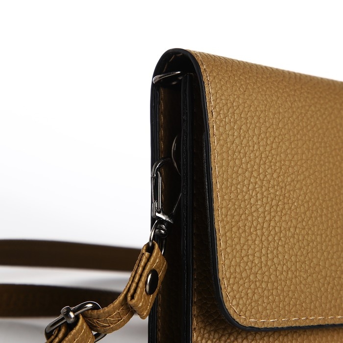 Сумка-клатч на магните, длинный ремень, цвет коричневый Сумка-клатч на магните, длинный ремень, цвет коричневый