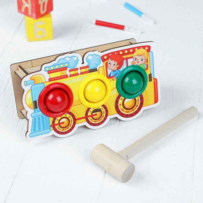 Стучалка-сортер «Паровоз», с молотком, МИКС, шарики: 3 см Стучалка-сортер «Паровоз», с молотком, МИКС, шарики: 3 см