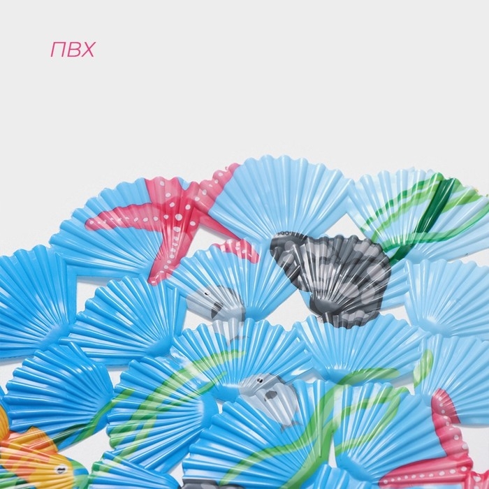 Коврик противоскользящий в ванну на присосках Доляна «Морские игры», 37×65 см Коврик противоскользящий в ванну на присосках Доляна «Морские игры», 37×65 см