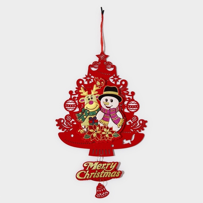 Декоративное украшение (подвеска)  Декоративное украшение (подвеска) "Новогодня ёлка с друзьями" 40,5х25,5 см