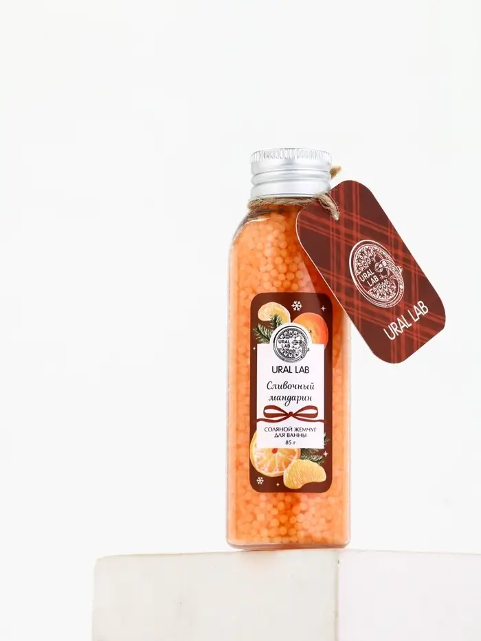 Жемчуг для ванны во флаконе, 85 г, аромат сливочный мандарин,URAL LAB Жемчуг для ванны во флаконе, 85 г, аромат сливочный мандарин,URAL LAB