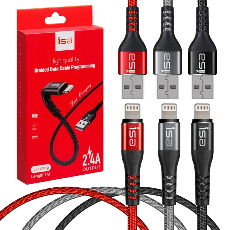 Кабель DC-B01 USB на Lightning 1m 2.4A алюминий/нейлон LUX ISA черный