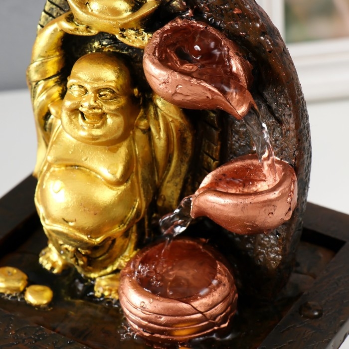 Фонтан настольный от сети Фонтан настольный от сети "Счастливый хотей со слитком золота" 13х13х20 см