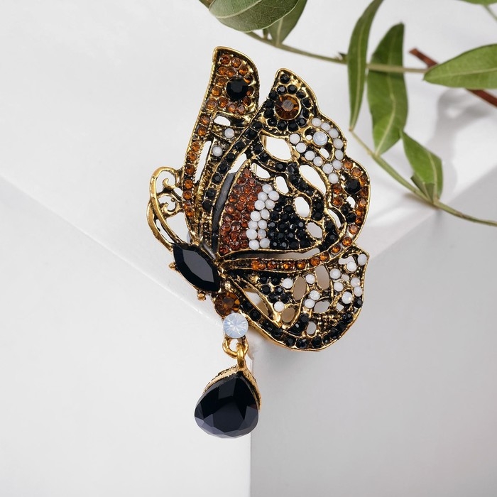 Брошь «Бабочка» винтаж, цвет коричневый в чернёном золоте Брошь «Бабочка» винтаж, цвет коричневый в чернёном золоте