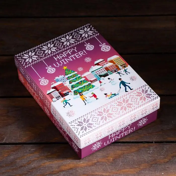 Подарочная коробка сборная «Счастливой зимы», 21×15×5.7 см
