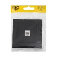 Розетка телефонная TOT Glossy Glass, стекло, скрытая, одноместная, чёрная