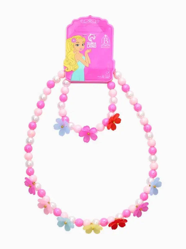 Набор детский "Выбражулька" 2 пред-а: бусы, браслет, цветы, цветной