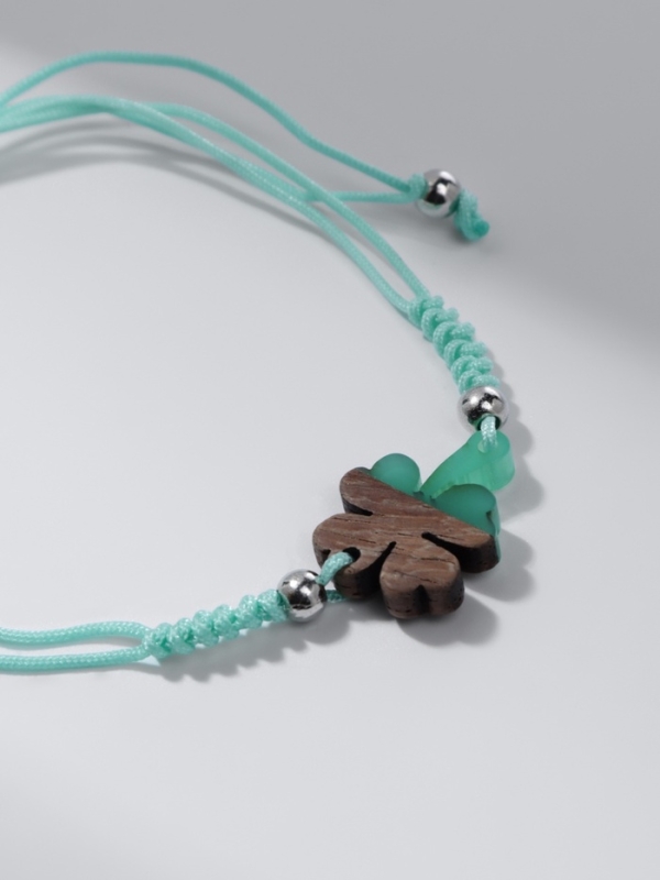 Браслет-оберег «Клевер» на нити, цвет зелёно-коричневый