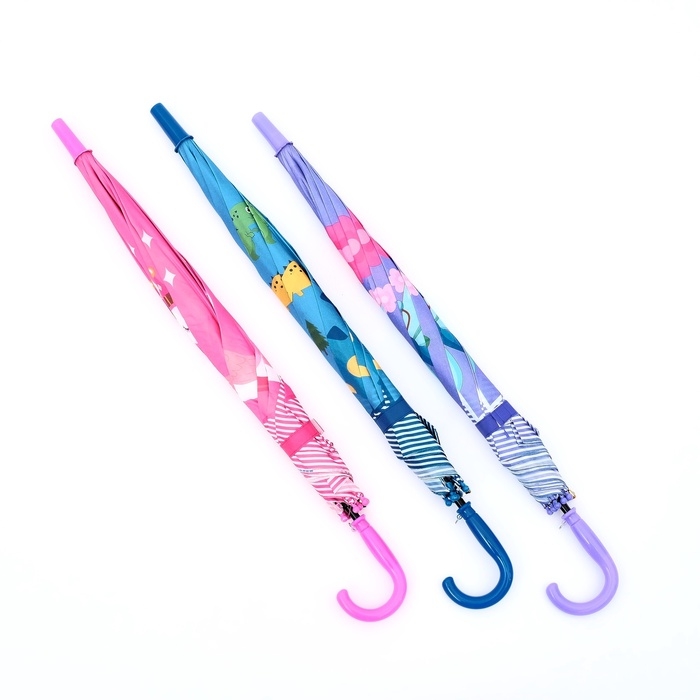 Зонт-трость детский п/авт R43/50 П/Э ЖИВОТНЫЕ ручка-крюк МИКС пакет