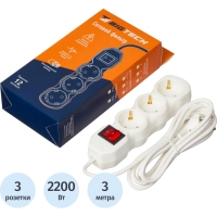 Сетевой фильтр BigTech ST310-3-W(3р/3м/10А/2,2кВт/3х0,75 мм2/белый)