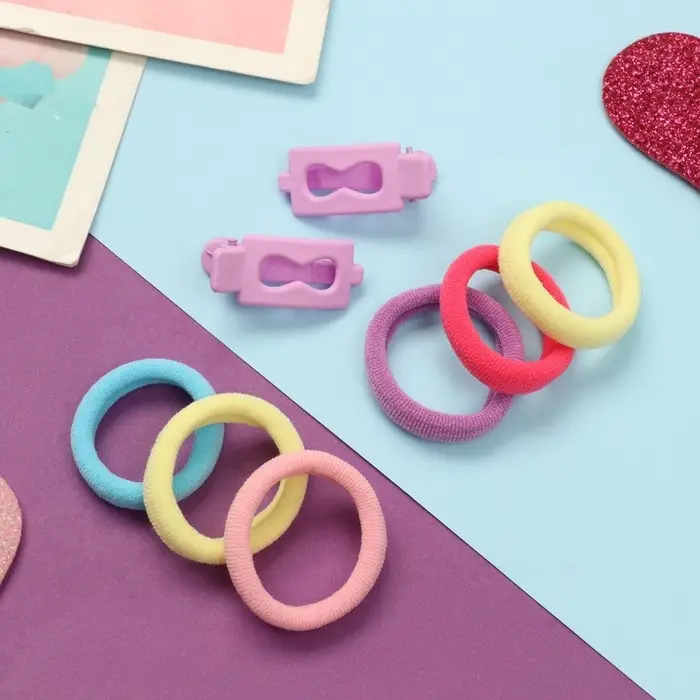 Набор для волос Набор для волос "Карамель" (10 резинок 3 см, 2 зажима 3 см) бесконечность, сиреневый