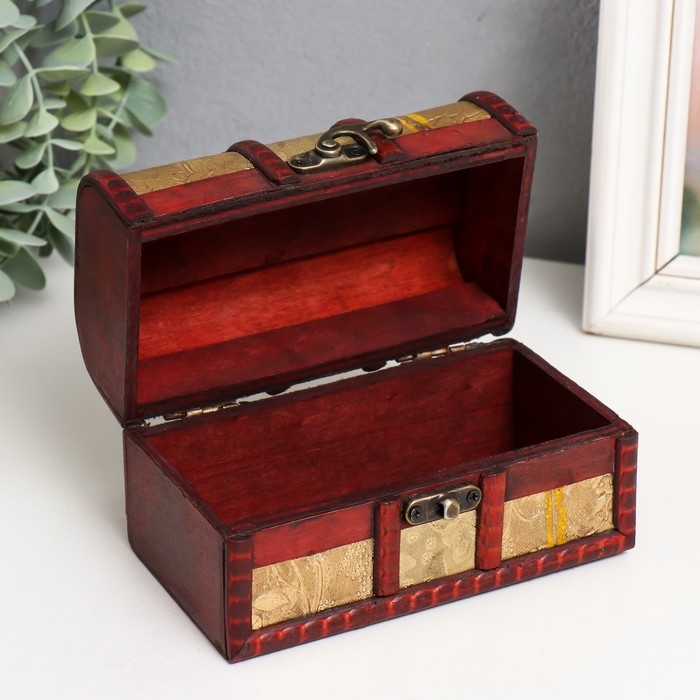 Шкатулка дерево сундучок с ручкой Шкатулка дерево сундучок с ручкой "Вьюнок"золото 8,4х14,5х8,7 см