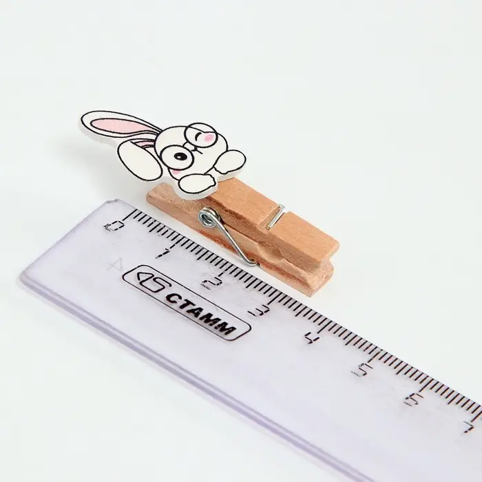 Прищепки декоративные с верёвкой для подвеса &laquo;Зайчики&raquo; набор 10 шт. &mdash; 1.5&times;12&times;14 см