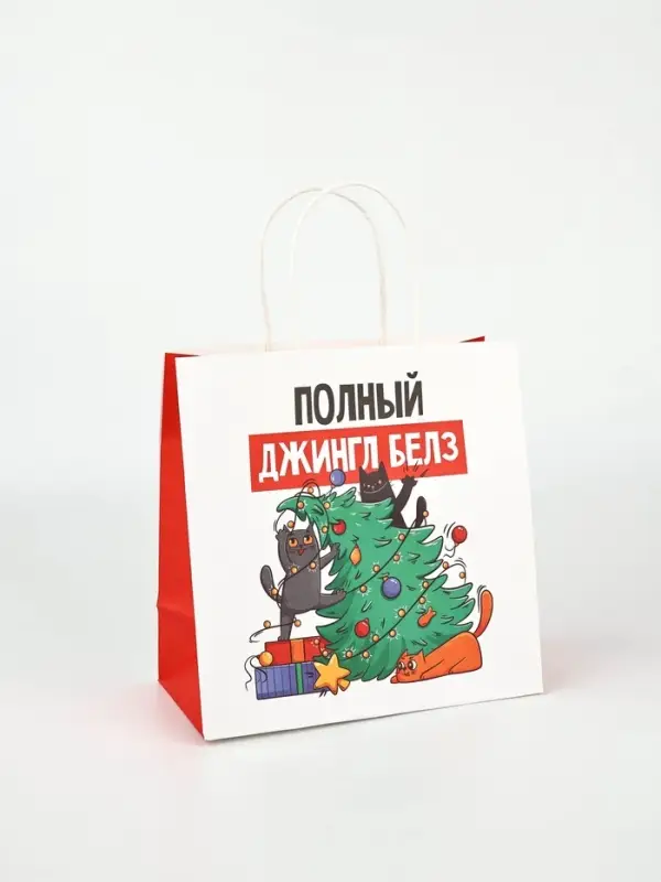 Пакеты подарочные новогодние &laquo;Новый год&raquo;, 22&times;22&times;11 см, 10 шт.