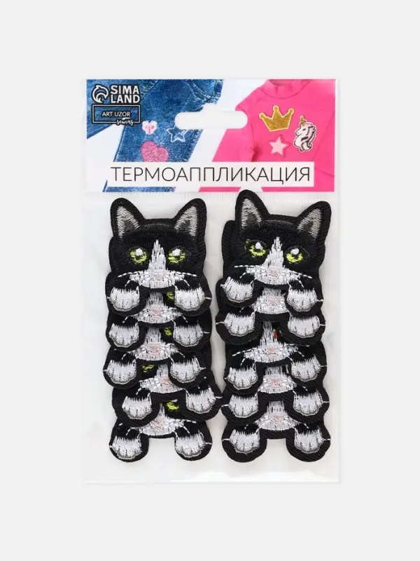 Термоаппликация &laquo;Котёнок с лапками&raquo;, 4&times;3.2 см, чёрная