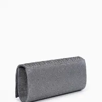 Сумка-клатч женская вечерняя на магните, на цепочке, блестящая, серебристая