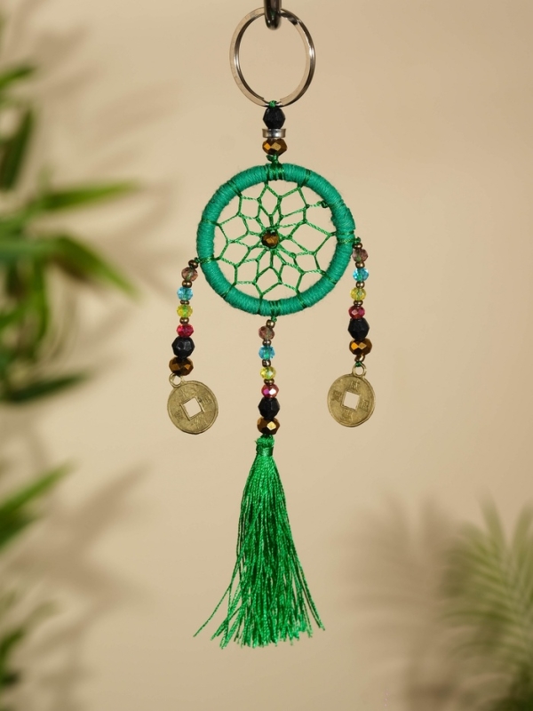 Брелок Брелок "Ловец снов" 4х15 см. тёмно-зелёный