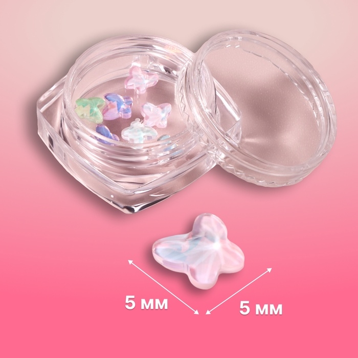 Фигурки для дизайна ногтей «Витражные бабочки», объёмные, разноцветные Фигурки для дизайна ногтей «Витражные бабочки», объёмные, разноцветные