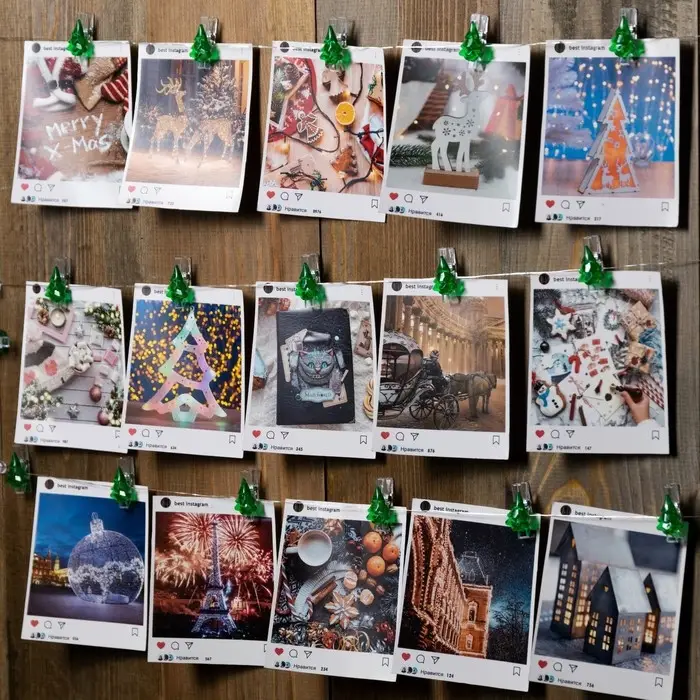 Гирлянда &laquo;Нить&raquo; 2 м роса с насадками &laquo;Прищепки-ёлочки&raquo;, IP20, серебристая нить, 20 LED, батарейки ААх2 (не в комплекте), свечение тёплое белое