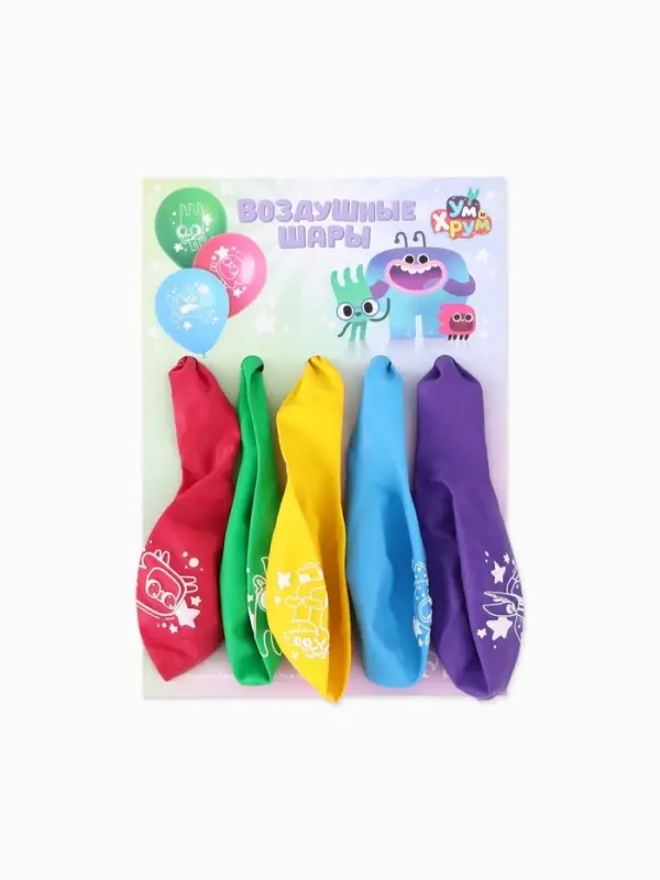 Шар воздушный, 12 дюйм, латексный, 5 штук, Ум и Хрум