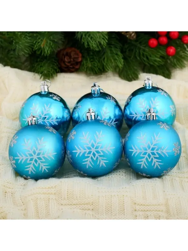 Ёлочные игрушки &laquo;Снегопад&raquo;, шары новогодние, набор 6 шт., d=7 см, голубой